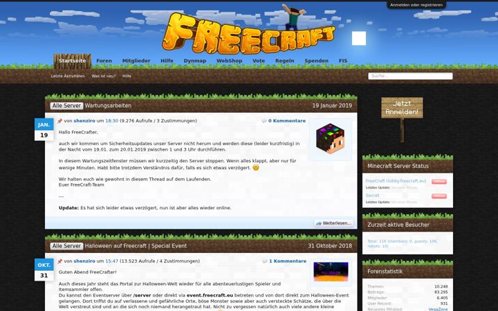 Screenshot of freecraft.eu