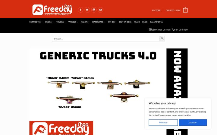 Screenshot stránky freedayshop.es