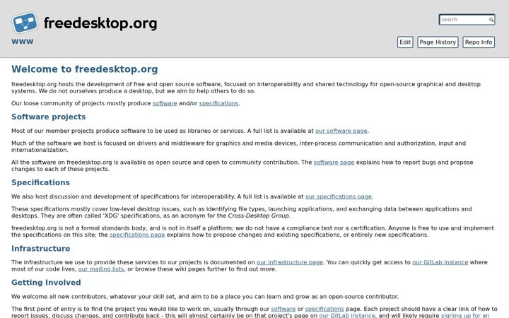 Screenshot of freedesktop.org
