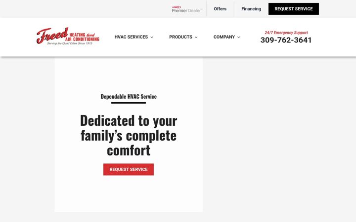 Screenshot of freedheatingandair.com