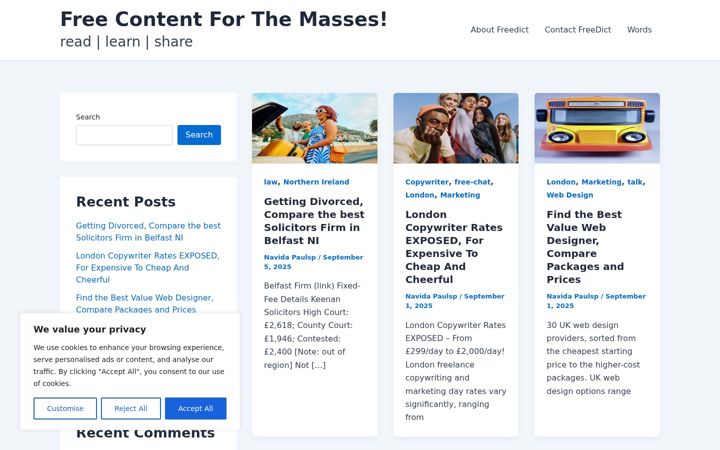 Screenshot of freedict.co.uk