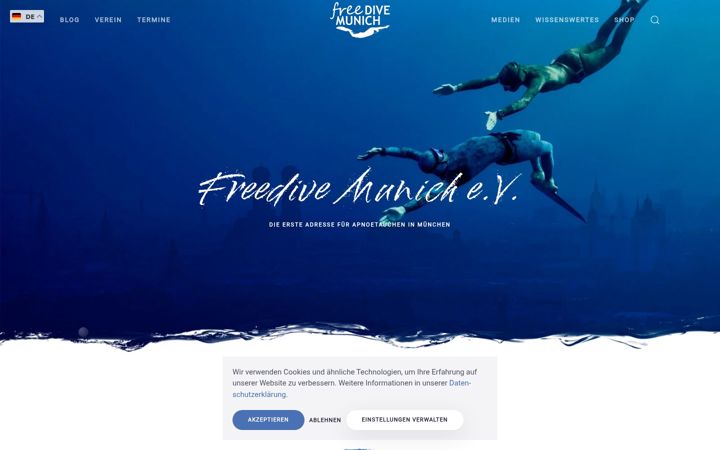 Screenshot ta' freedivemunich.de