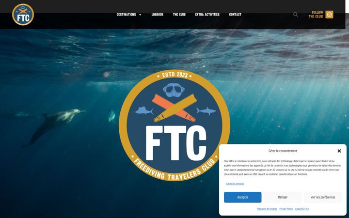 Screenshot of freedivingtravelersclub.com