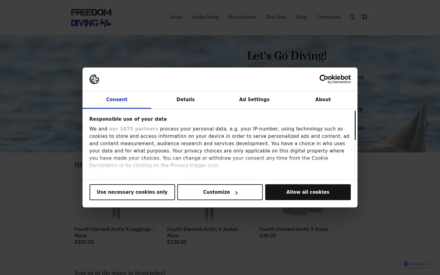 Sutikimo reklamjuostės, rodytos prieš bet kokią sąveiką, ekrano kopija