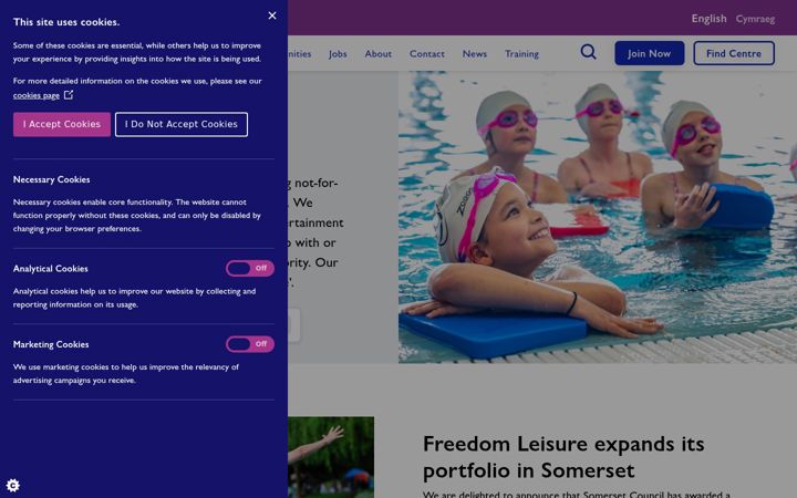 Screenshot of freedom-leisure.co.uk
