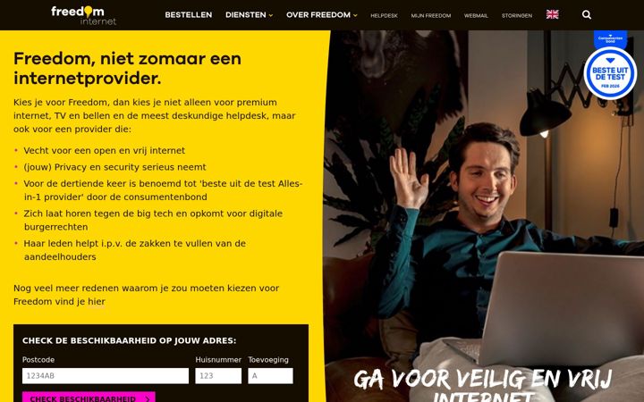 Screenshot of freedom.nl