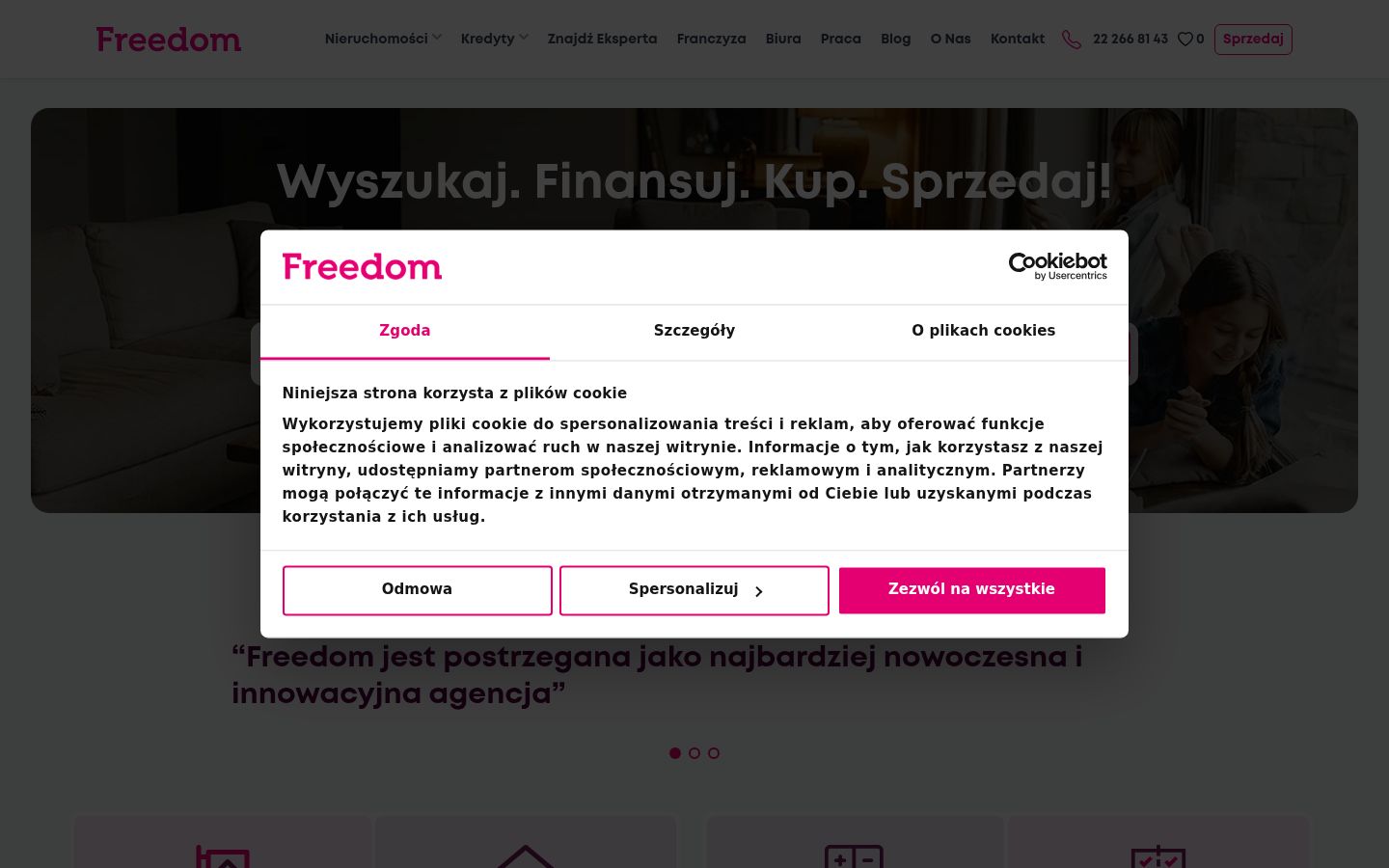 Képernyőkép a bármilyen interakció előtt megjelenő hozzájárulási bannerről