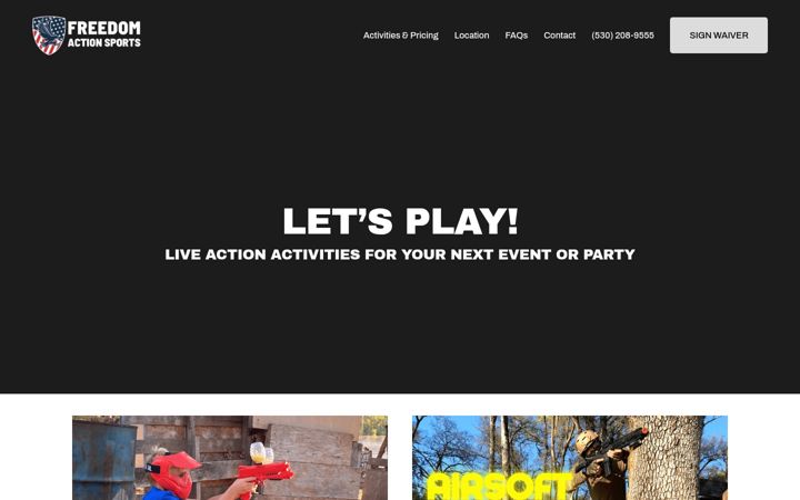 Screenshot of freedomactionsports.com