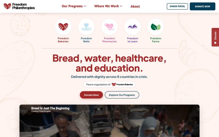 Screenshot of freedombakeries.org