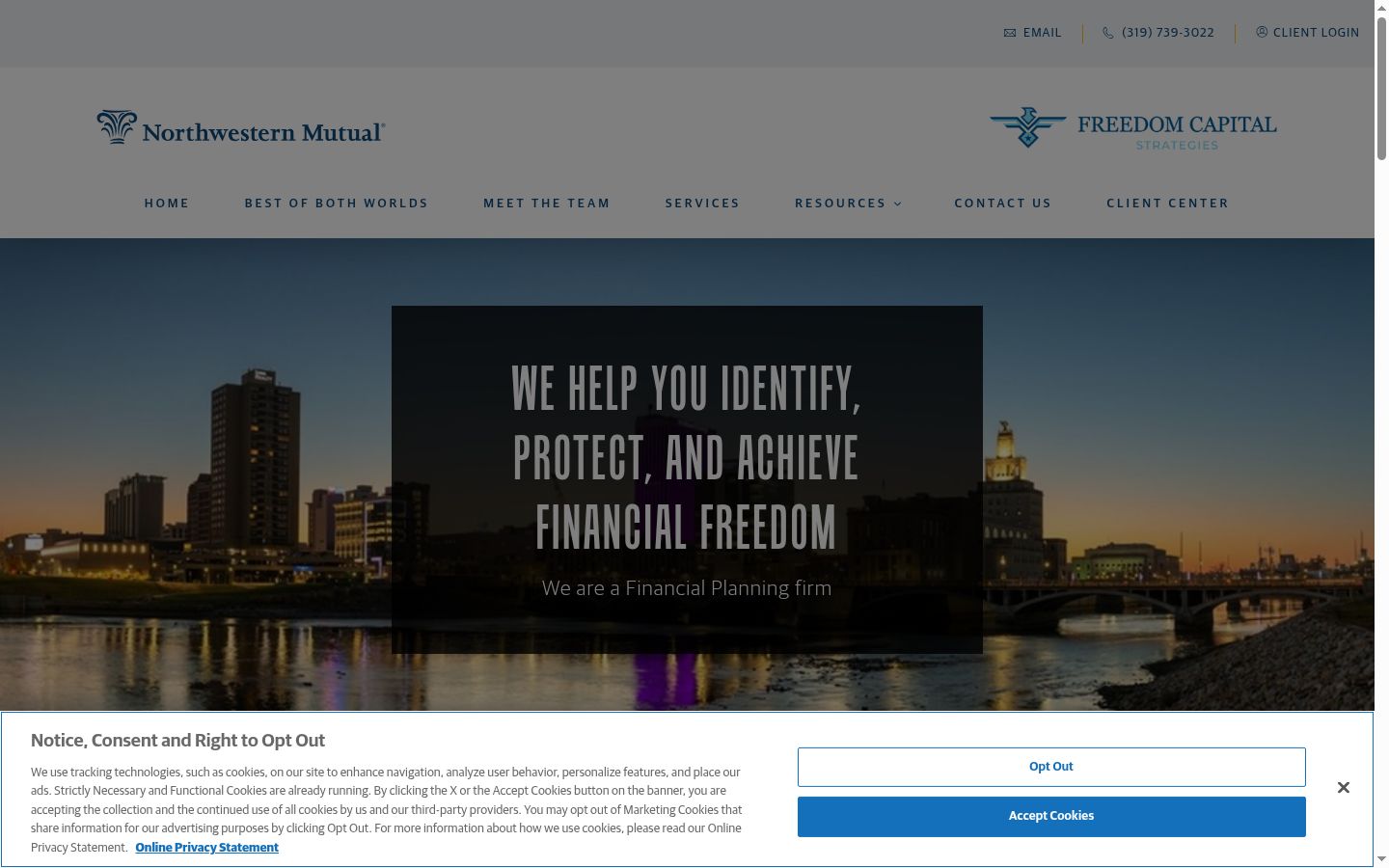 Screenshot of the consent banner shown before any interaction