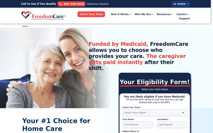 Screenshot of freedomcare.com