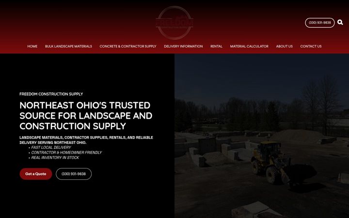 Screenshot of freedomconstructionsupply.com