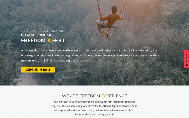 Ekraanipilt saidist freedomexperience.io