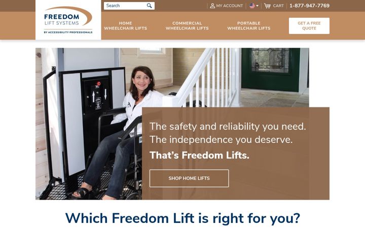 Screenshot of freedomliftsystems.com