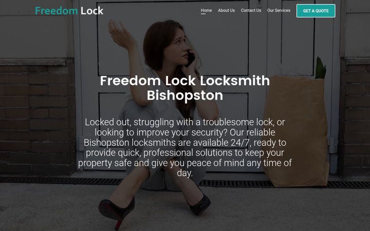Snímek obrazovky freedomlocklocksmithbishopston.co.uk