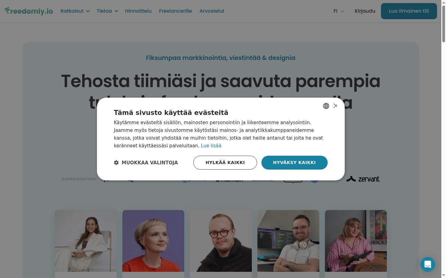 Ekrānuzņēmums ar piekrišanas baneri, kas tika rādīts pirms jebkādas mijiedarbības