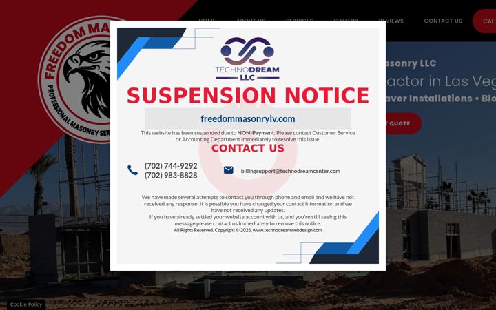Screenshot of freedommasonrylv.com
