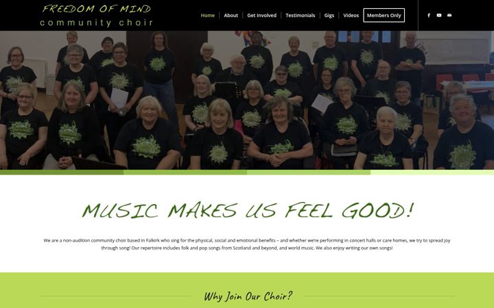 Screenshot of freedomofmindcommunitychoir.com