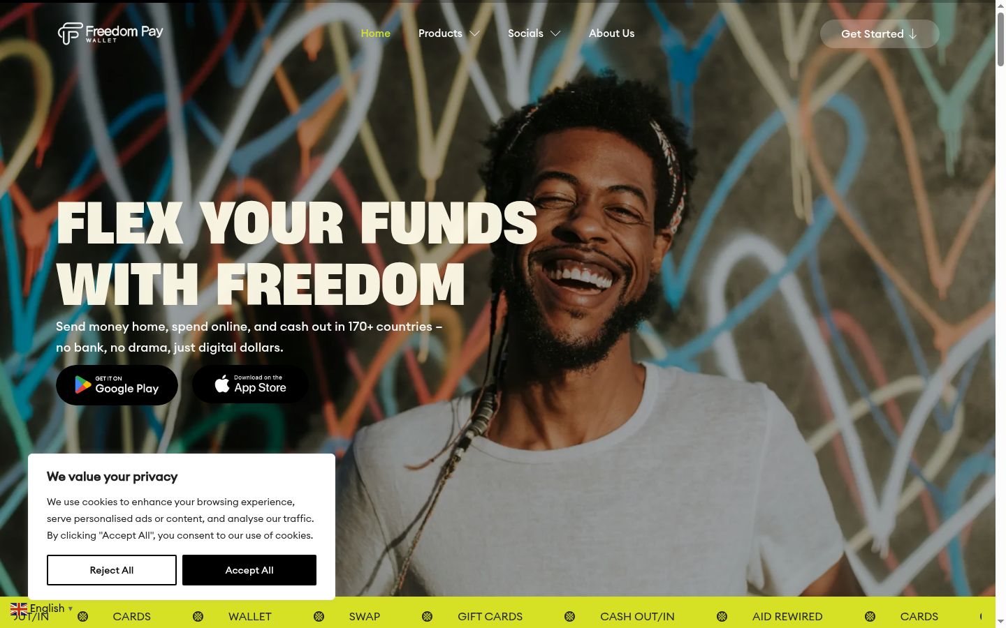 Screenshot of the consent banner shown before any interaction