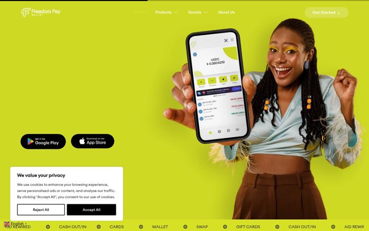 Screenshot of freedompaywallet.com