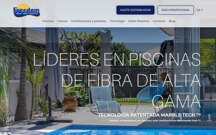 Screenshot stránky freedompools.es
