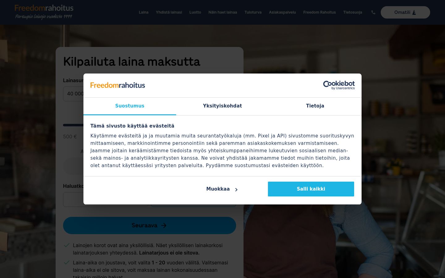 Snimka zaslona bannera za privolu prikazanog prije bilo kakve interakcije