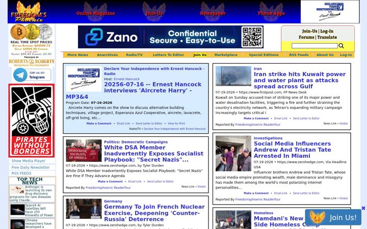 Screenshot of freedomsphoenix.com