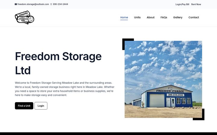 Screenshot of freedomstorageltd.ca