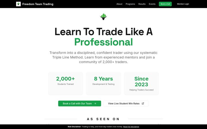 Screenshot of freedomteamtrading.com