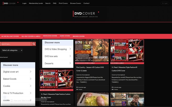 Screenshot of freedvdcover.com