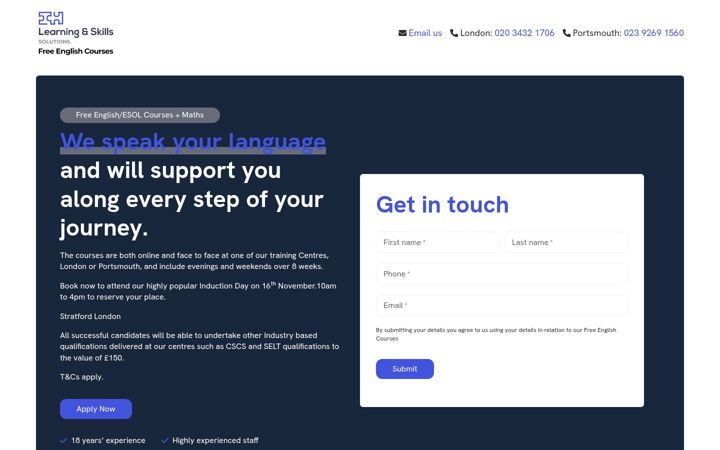 Screenshot of freeenglishcourses.co.uk