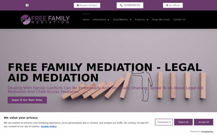Snímek obrazovky freefamilymediation.co.uk