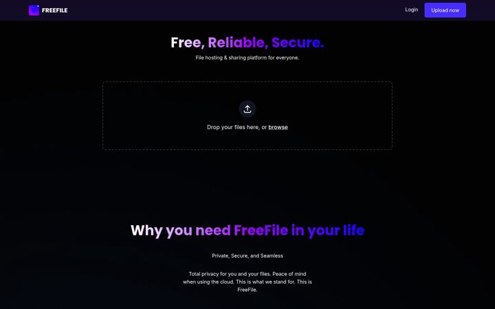 Screenshot of freefile.io