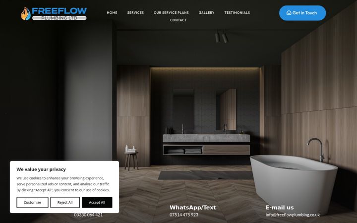 Screenshot of freeflowplumbing.co.uk