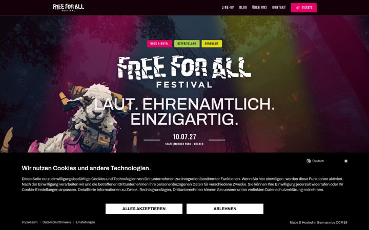 Screenshot of freeforall-festival.de