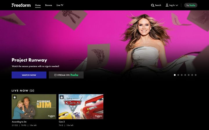 Screenshot of freeform.com