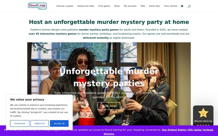 Screenshot of freeformgames.com