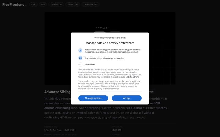Screenshot of freefrontend.com