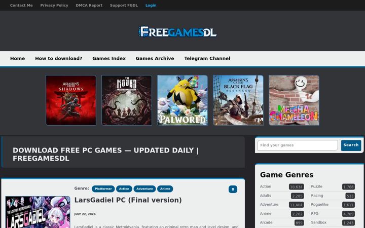 Screenshot of freegamesdl.net