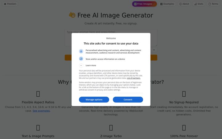 Screenshot of freegen.app