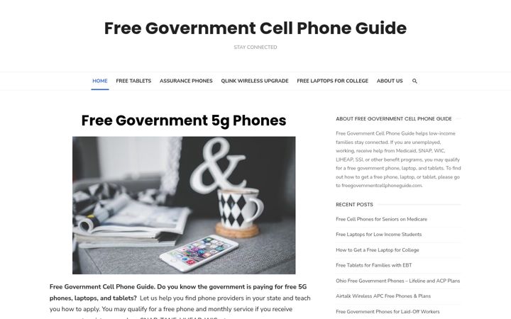 Screenshot of freegovernmentcellphoneguide.com