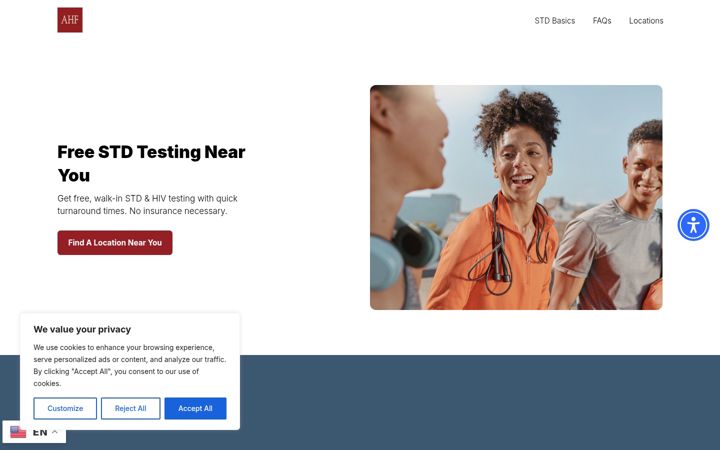 Screenshot of freehivtest.net