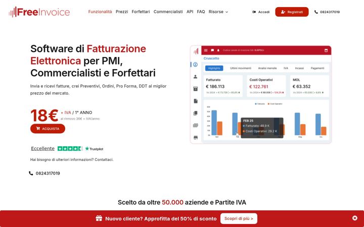 Snimka zaslona za freeinvoice.it