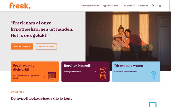 Ekrano kopija freekhypotheek.nl