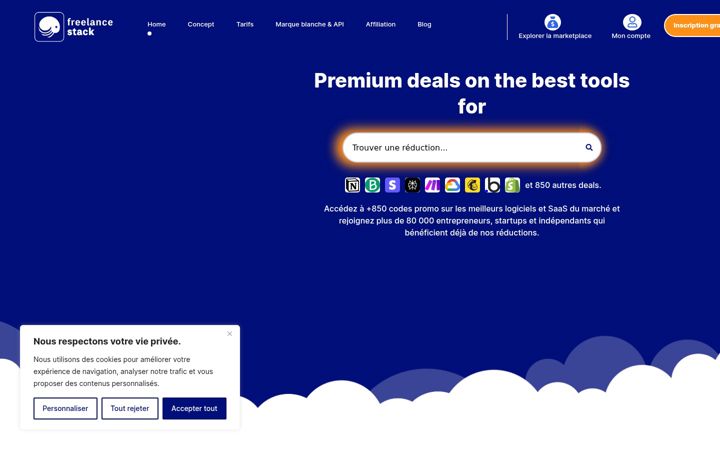 Ekrānuzņēmums no freelance-stack.io