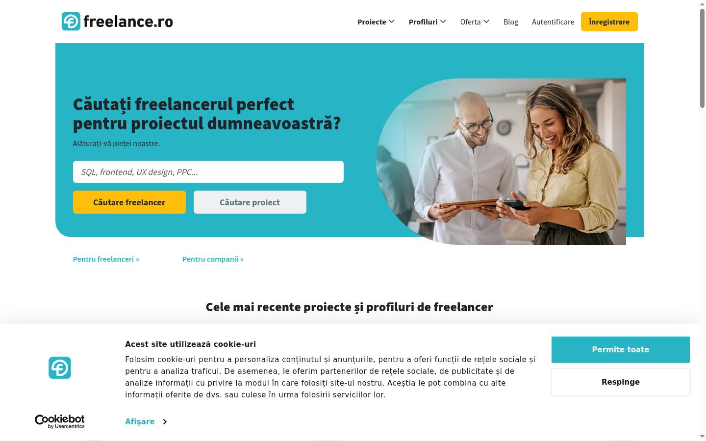 Captura de pantalla del banner de consentimiento mostrado antes de cualquier interacción