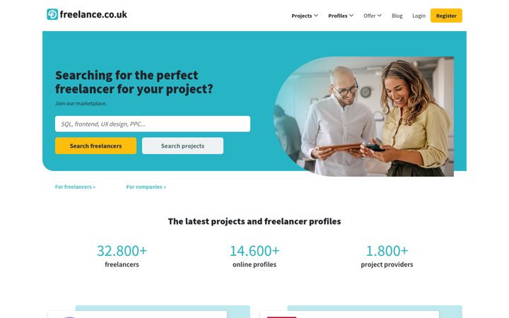 Snímek obrazovky freelance.uk