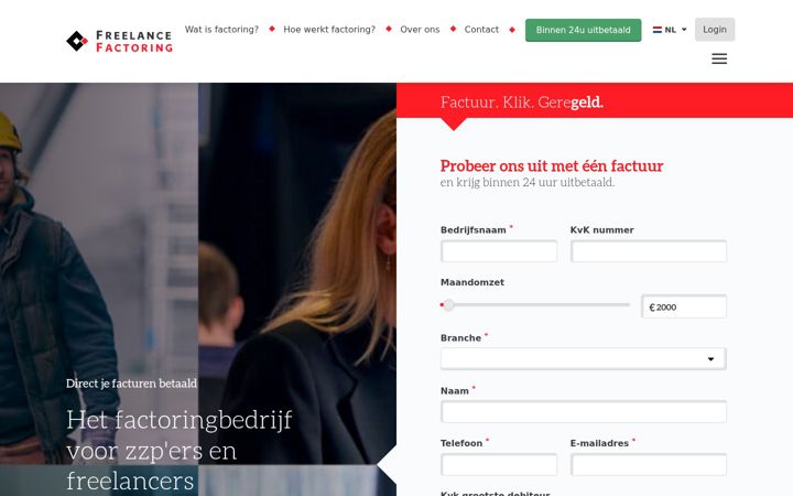 Screenshot του freelancefactoring.be