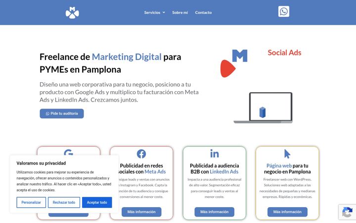 Screenshot stránky freelancemarketingads.es