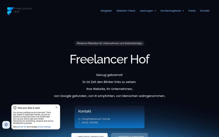 Screenshot of freelancer-hof.de